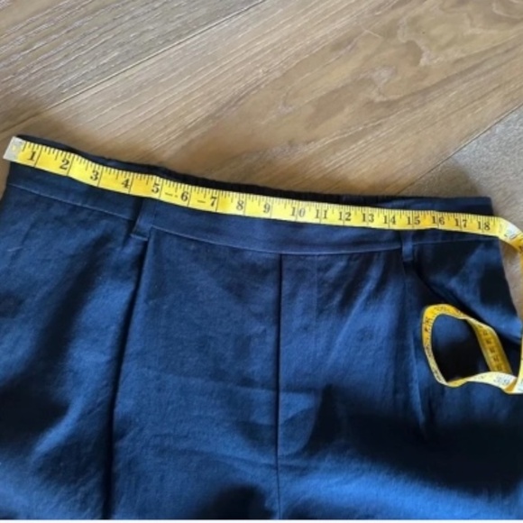 VINCE High Waist Pull-on Stretch Linen Blend Pants in Costal Navy - Picture 10 of 11